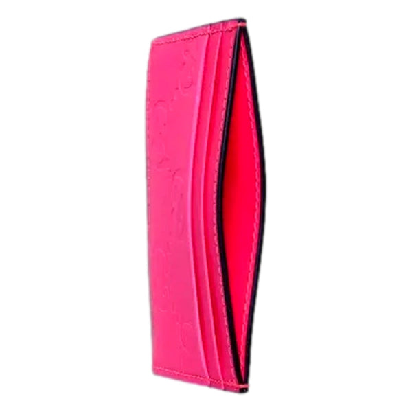 Gucci GG Rubber Effect Neon Pink Leather Card Holder Wallet in Neon Pink, authentic new wallet, image 4