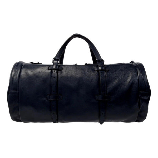 Gucci GG Logo Deep Blue Buffalo Leather Duffle Tote with Strap in Navy Blue, authentic new handbag, image 2