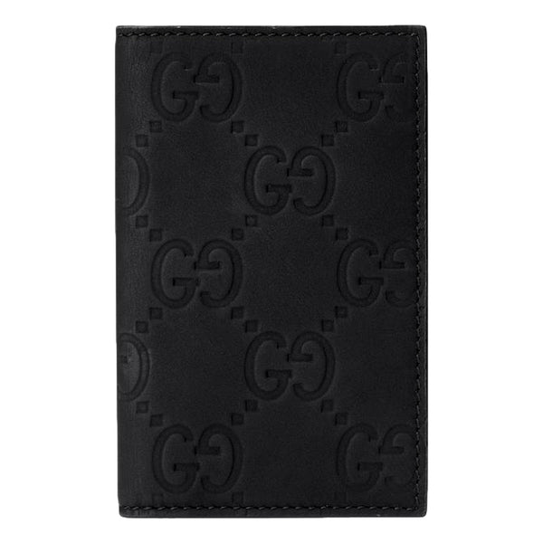 Gucci GG Rubber Effect Long Card Case Black Leather Wallet in Black, authentic new wallet, image 1