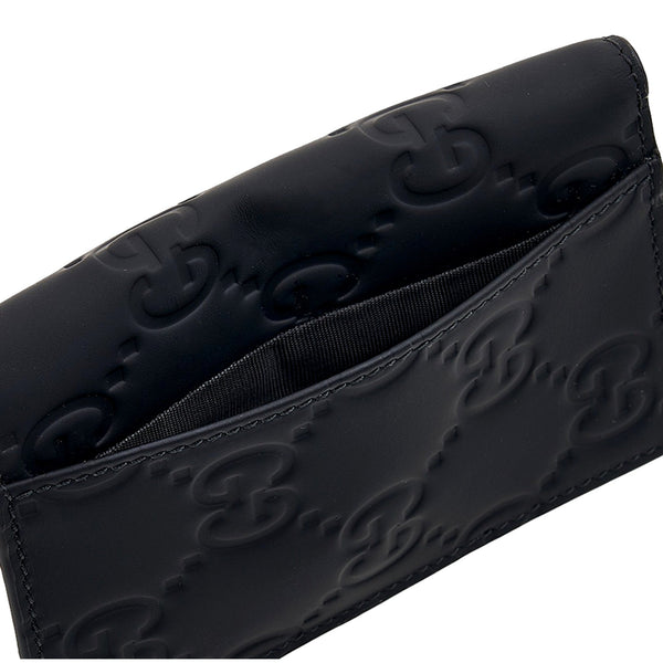 Gucci GG Rubber Effect Long Card Case Black Leather Wallet in Black, authentic new wallet, image 5