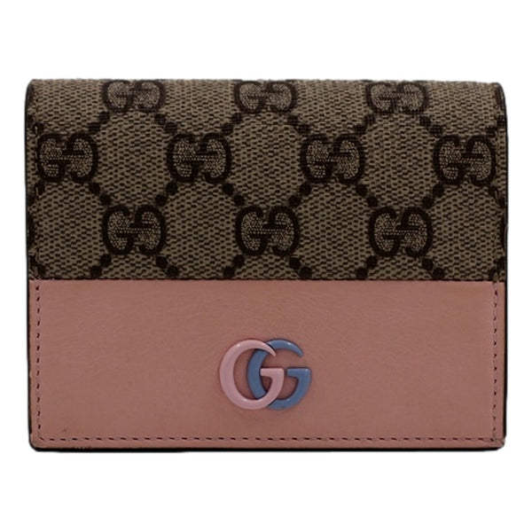 Gucci GG Marmont Canvas Leather Card Case Wallet Pink Blue in Beige, Pink, and Blue, authentic new wallet, image 1