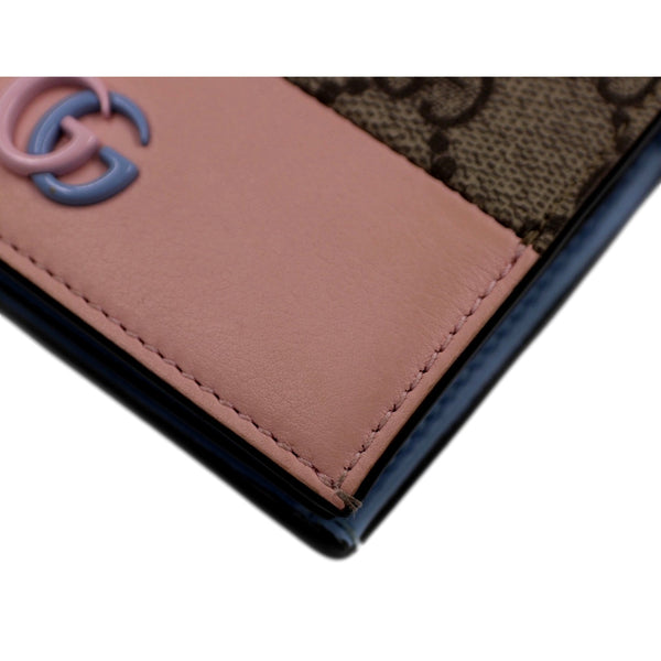 Gucci GG Marmont Canvas Leather Card Case Wallet Pink Blue in Beige, Pink, and Blue, authentic new wallet, image 6