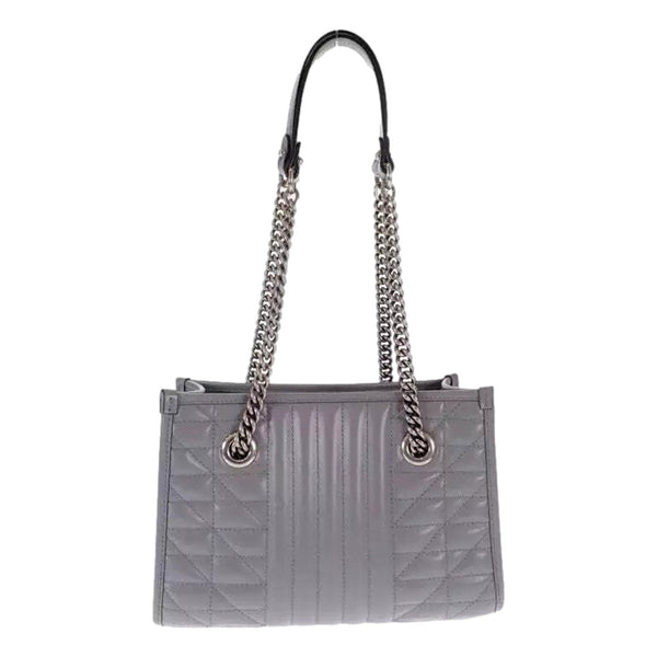 Gucci GG Marmont Silver Medium Chain Shoulder Tote Bag Gray Leather in Gray, authentic new handbag, image 3