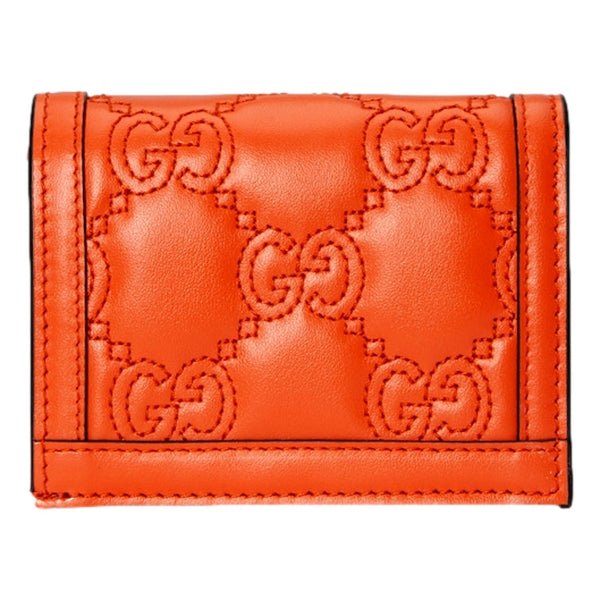 Gucci GG Quilted Matelasse Leather Card Case Wallet In Orange in Orange, authentic new wallet, image 3