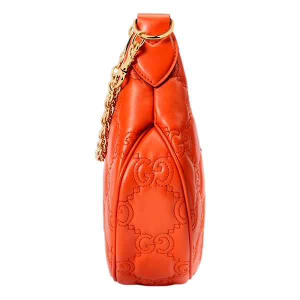Gucci GG Quilted Matelasse Leather Small Shoulder Handbag In Orange in Orange, authentic new handbag, image 5