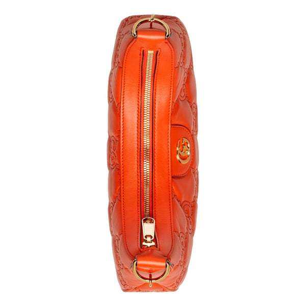 Gucci GG Quilted Matelasse Leather Small Shoulder Handbag In Orange in Orange, authentic new handbag, image 6