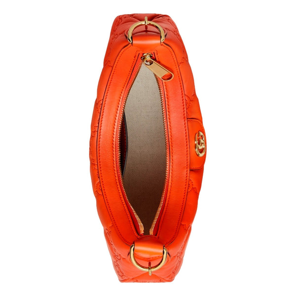 Gucci GG Quilted Matelasse Leather Small Shoulder Handbag In Orange in Orange, authentic new handbag, image 7
