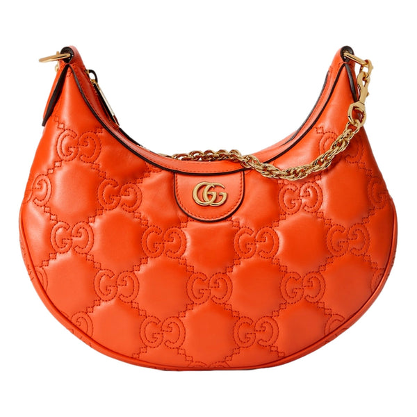 Gucci GG Quilted Matelasse Leather Small Shoulder Handbag In Orange in Orange, authentic new handbag, image 1