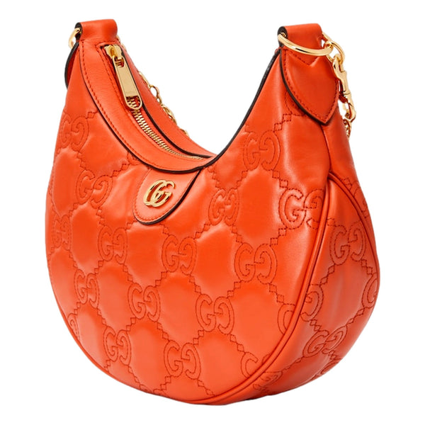 Gucci GG Quilted Matelasse Leather Small Shoulder Handbag In Orange in Orange, authentic new handbag, image 2