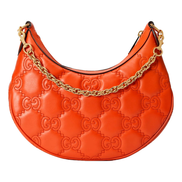 Gucci GG Quilted Matelasse Leather Small Shoulder Handbag In Orange in Orange, authentic new handbag, image 3
