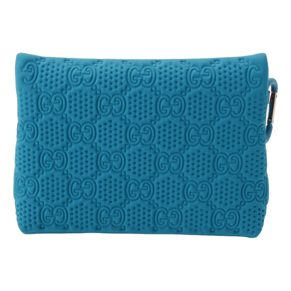 Gucci GG Scuba Neon Blue Small Clutch Pouch Bag in Blue with Red Zipper, authentic new handbag, image 5