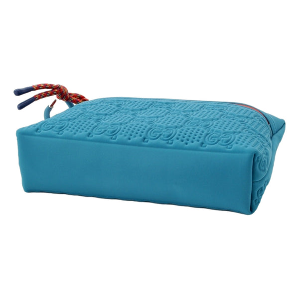Gucci GG Scuba Neon Blue Small Clutch Pouch Bag in Blue with Red Zipper, authentic new handbag, image 3