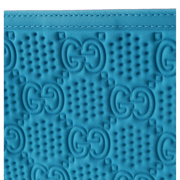 Gucci GG Scuba Neon Blue Small Clutch Pouch Bag in Blue with Red Zipper, authentic new handbag, image 9