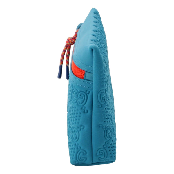 Gucci GG Scuba Neon Blue Small Clutch Pouch Bag in Blue with Red Zipper, authentic new handbag, image 6