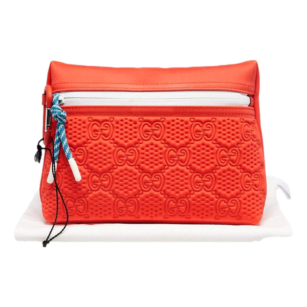 Gucci GG Scuba Neon Orange Rubber-Effect Small Clutch Pouch Bag in Neon Orange, authentic new handbag, image 7