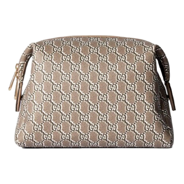 Gucci GG Shadow Beige Brown Large Cosmetic Pouch in Beige and Brown, authentic new handbag, image 1