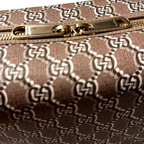 Gucci GG Shadow Beige Brown Large Cosmetic Pouch in Beige and Brown, authentic new handbag, image 2