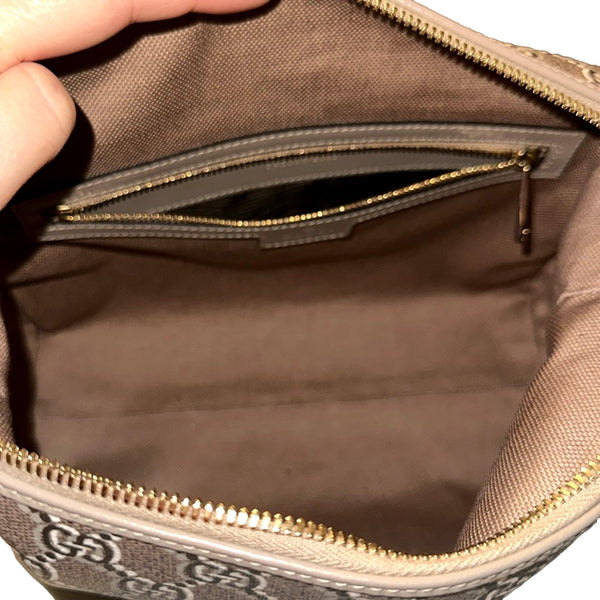 Gucci GG Shadow Beige Brown Large Cosmetic Pouch in Beige and Brown, authentic new handbag, image 6