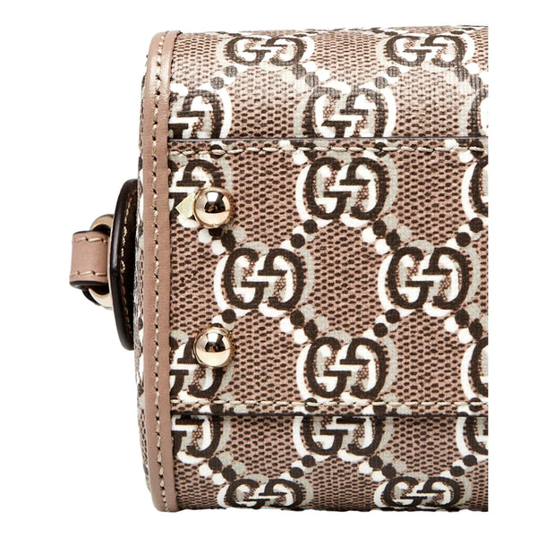 Gucci GG Shadow Monogram Canvas Leather Mini Bowler Bag Beige Black in Beige, authentic new handbag, image 7