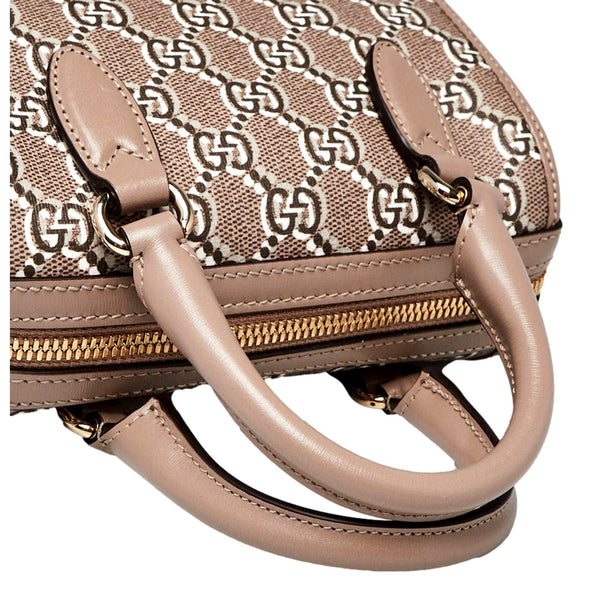Gucci GG Shadow Monogram Canvas Leather Mini Bowler Bag Beige Black in Beige, authentic new handbag, image 3