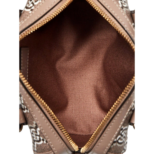 Gucci GG Shadow Monogram Canvas Leather Mini Bowler Bag Beige Black in Beige, authentic new handbag, image 4