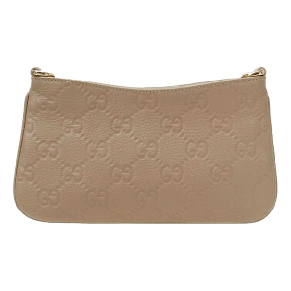 Gucci GG Logo Small Leather Shoulder Bag with Chain Strap in Beige in Beige, authentic new handbag, image 3