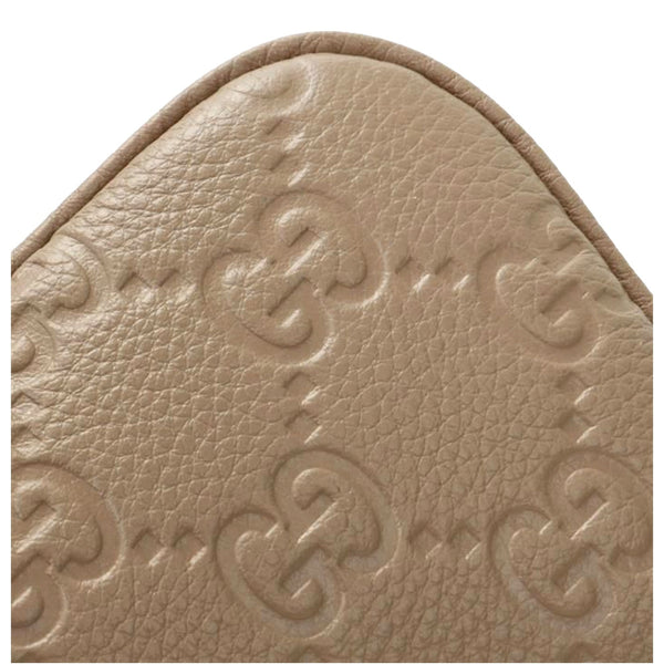 Gucci GG Logo Small Leather Shoulder Bag with Chain Strap in Beige in Beige, authentic new handbag, image 4