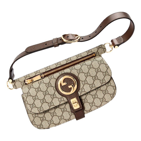 Gucci GG Supreme Blondie Belt Bag Brown Beige Canvas Size 95 in Brown and Beige, authentic new handbag, image 2