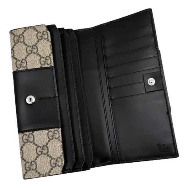 Gucci GG Supreme Canvas Leather Long Wallet in Beige and Brown GG Supreme, authentic new wallet, image 4