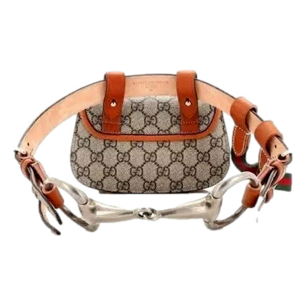 Gucci GG Supreme Bamboo 1947 Mini Belt Bag Beige Monogram Canvas in Beige and Ebony, authentic new handbag, image 4