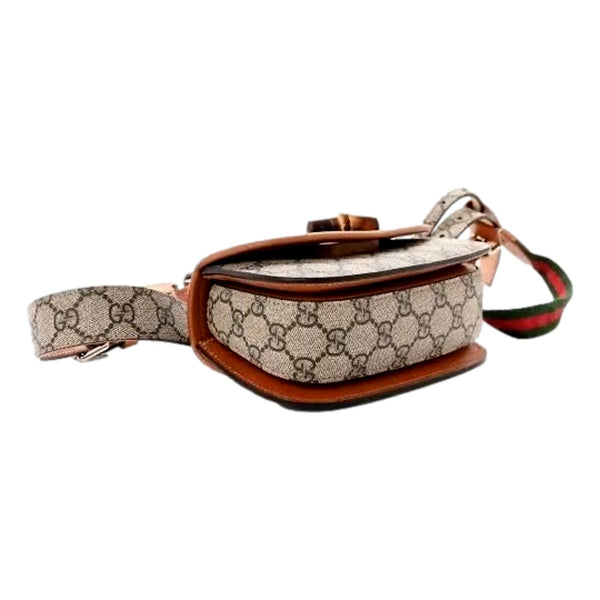 Gucci GG Supreme Bamboo 1947 Mini Belt Bag Beige Monogram Canvas in Beige and Ebony, authentic new handbag, image 5