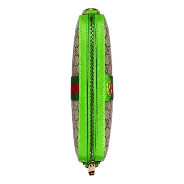 Gucci GG Supreme Canvas Ophidia Small Crossbody Web Stripe Neon Green in Green, authentic new handbag, image 3