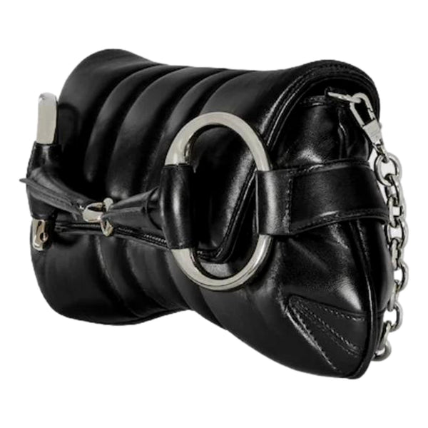 Gucci Horsebit Vertical Quilted Leather Medium Shoulder Bag Black in Black, authentic new handbag, image 8