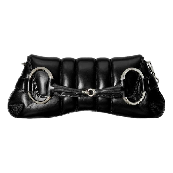 Gucci Horsebit Vertical Quilted Leather Medium Shoulder Bag Black in Black, authentic new handbag, image 3