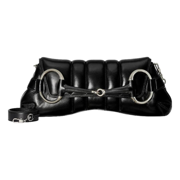 Gucci Horsebit Vertical Quilted Leather Medium Shoulder Bag Black in Black, authentic new handbag, image 2