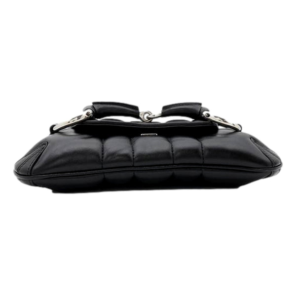Gucci Horsebit Quilted Leather Small Chain Shoulder Bag Black in Black, authentic new handbag, image 5