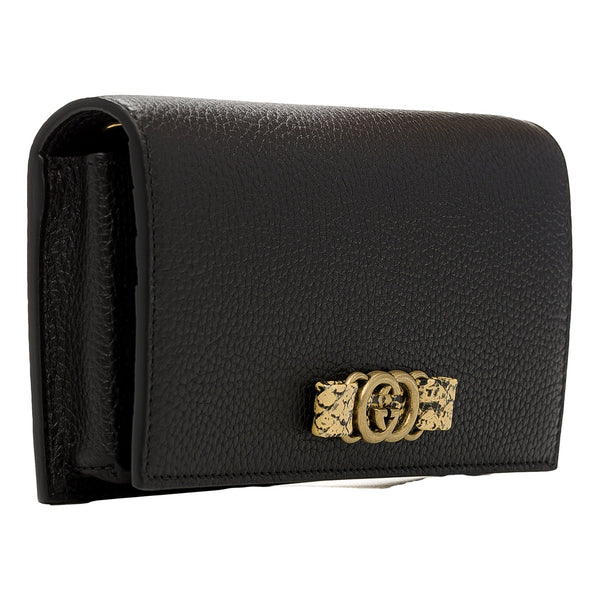 Gucci Interlocking GG Black Python Leather Bow Wallet on Chain Gold Hardware in Black, authentic new handbag, image 3