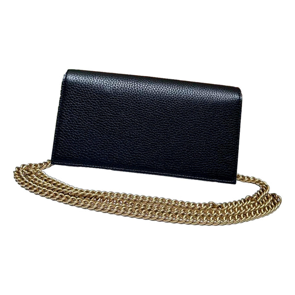 Gucci Interlocking GG Black Python Leather Bow Wallet on Chain Gold Hardware in Black, authentic new handbag, image 4