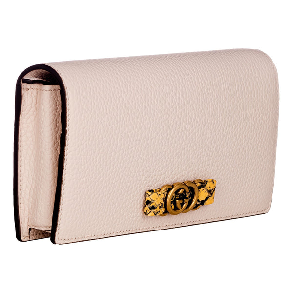 Gucci Interlocking GG Python Leather Bow Wallet on Chain Light Pink Gold Hardware – hardware detail 2