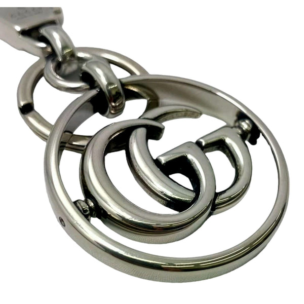 Gucci Interlocking G Metal Key Ring Charm Silver Tone in Silver, authentic new keychain, image 3