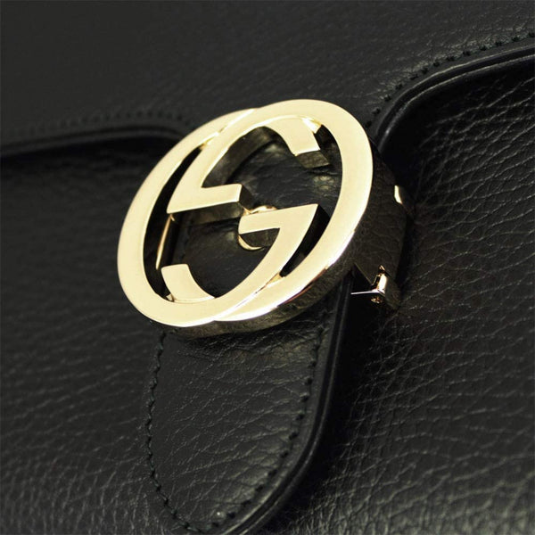 Gucci Interlocking G Black Calf Leather Chain Crossbody Bag in Black, authentic new handbag, image 14