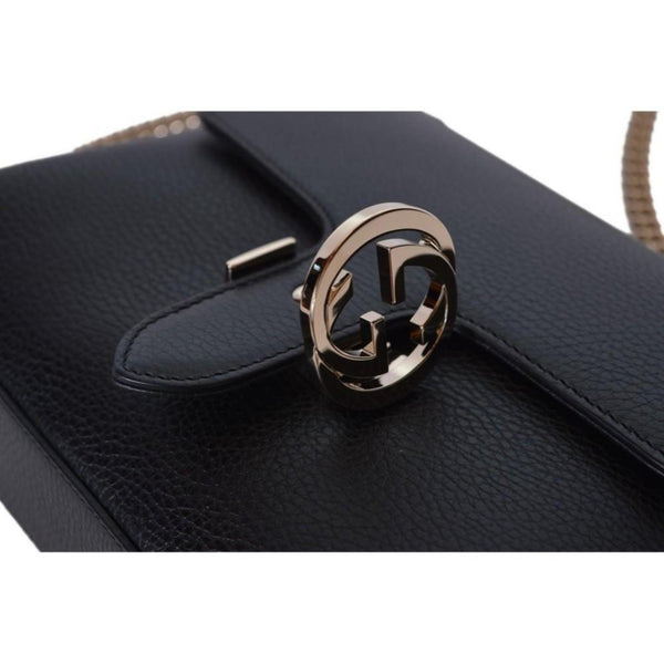 Gucci Interlocking G Black Calf Leather Chain Crossbody Bag in Black, authentic new handbag, image 11