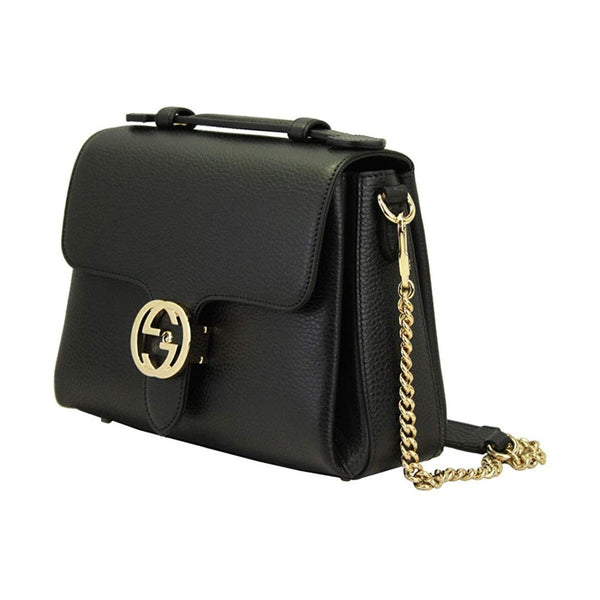 Gucci Interlocking G Black Calf Leather Chain Crossbody Bag in Black, authentic new handbag, image 6