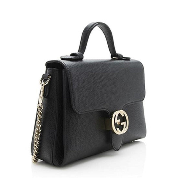 Gucci Interlocking G Black Calf Leather Chain Crossbody Bag in Black, authentic new handbag, image 4