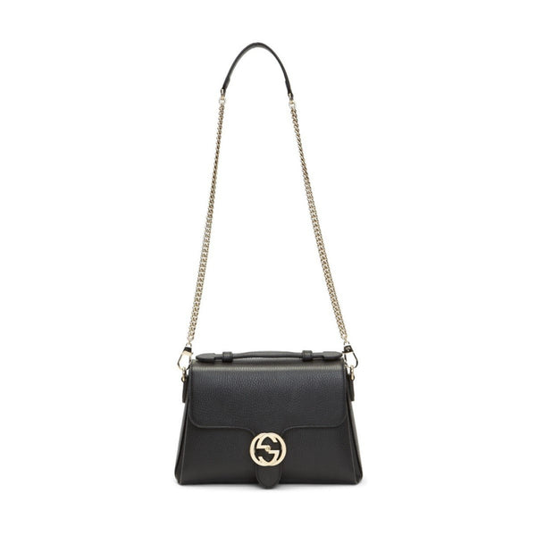 Gucci Interlocking G Black Calf Leather Chain Crossbody Bag in Black, authentic new handbag, image 2