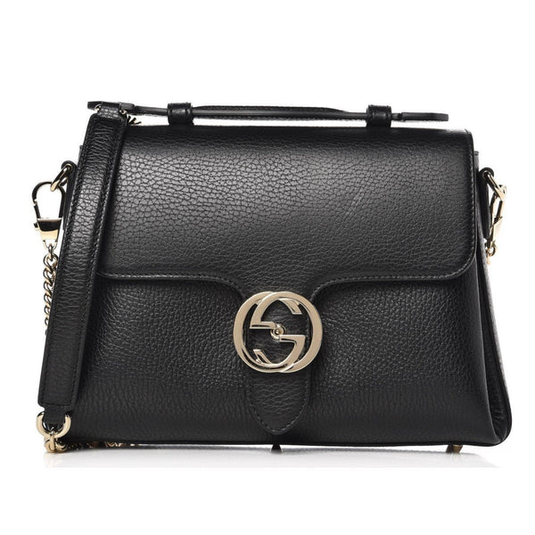 Gucci Interlocking G Black Calf Leather Chain Crossbody Bag in Black, authentic new handbag, image 1