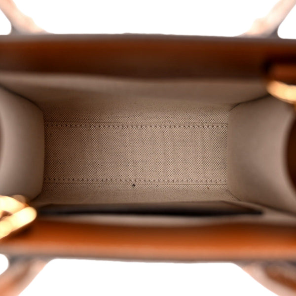 Gucci Interlocking G Leather Emblem Supreme Canvas Brown Leather Mini Shopper Tote in Brown, authentic new handbag, image 4