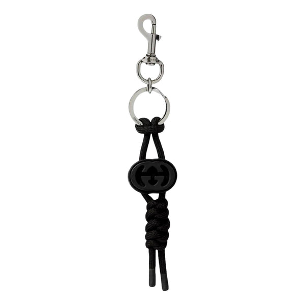 Gucci Interlocking G Rope Twist Keychain Charm in Black in Black, authentic new keychain, image 1