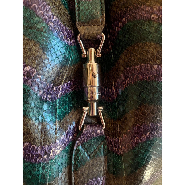 Gucci Jackie Python Leather Green Purple Large Shoulder Bag in Purple, authentic new handbag, image 4