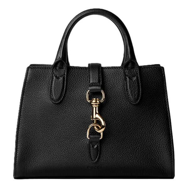 Gucci Jackie Small Tote Calfskin Leather Handbag Satchel Black in Black, authentic new handbag, image 1